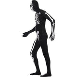 Smiffys skeleton second skin costume black glow in dark (British brand)