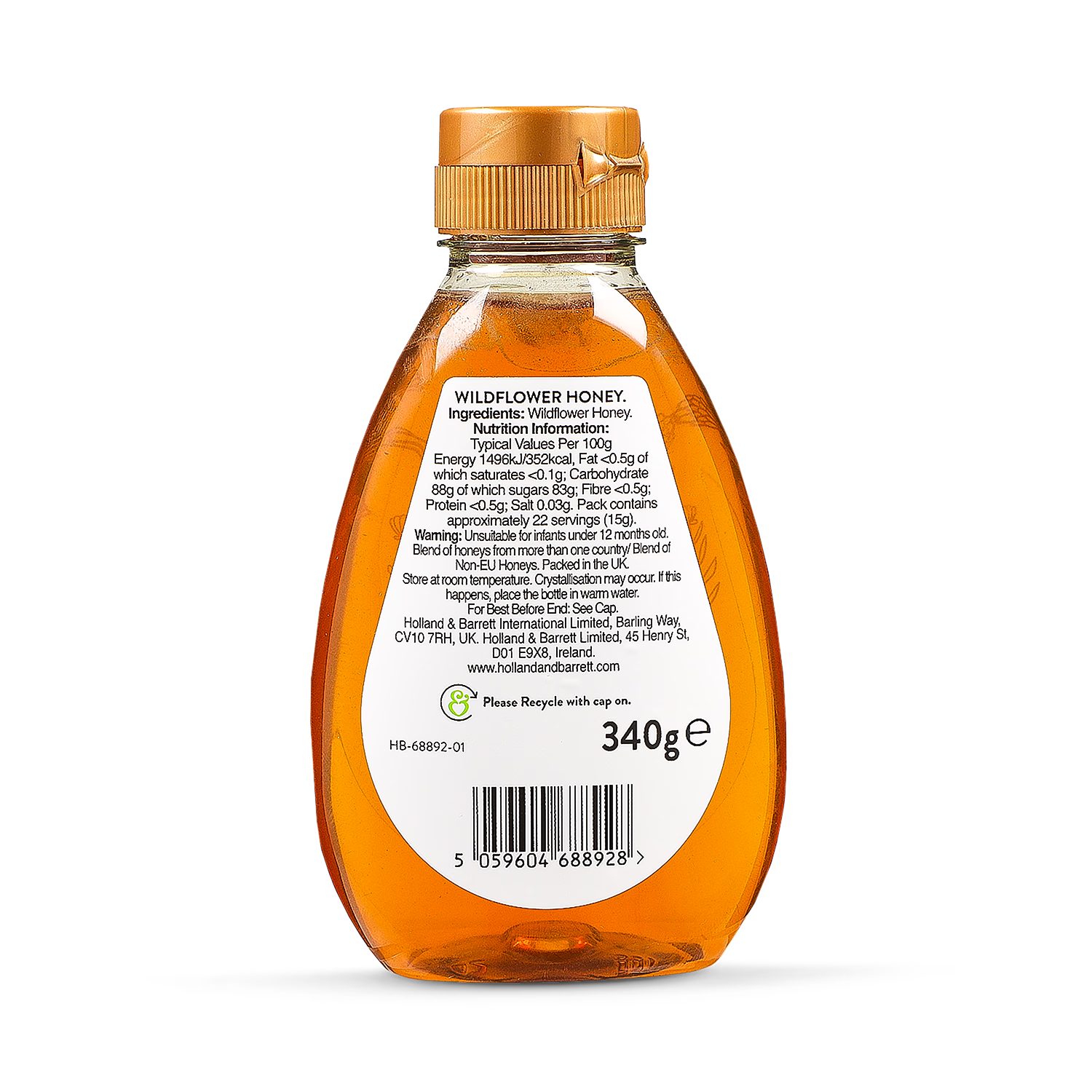 Holland & Barrett wildflower honey jar 340g, UK version