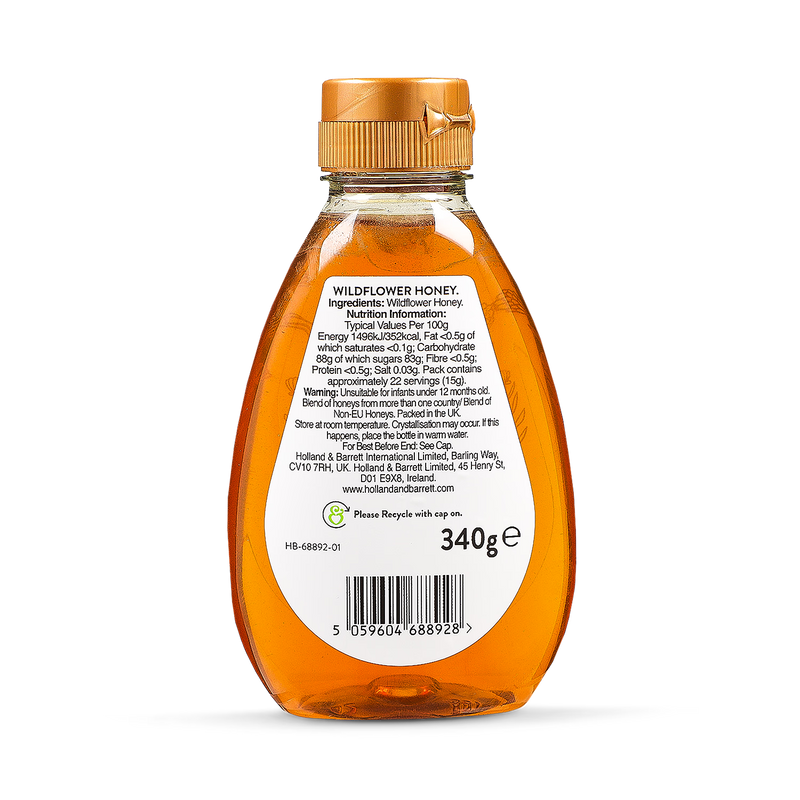 Holland & Barrett wildflower honey jar 340g, UK version