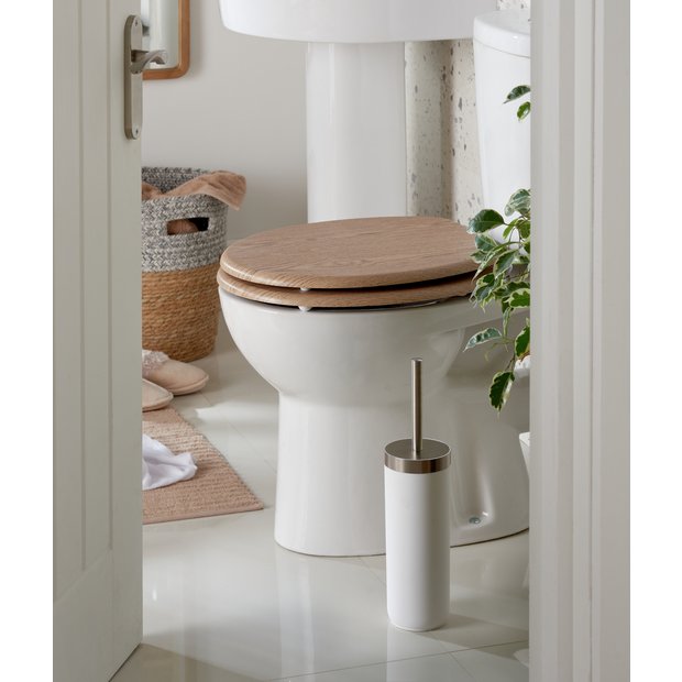 White and silver home toilet brush - British product
