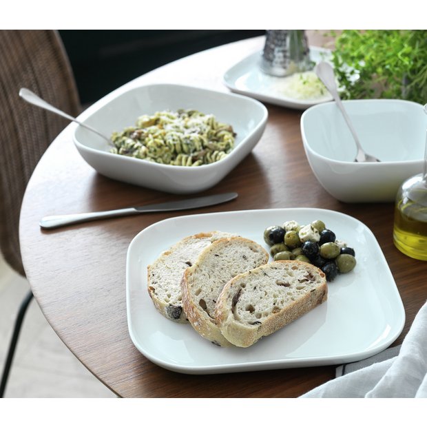 Habitat Riko square dinner set white porcelain 12 piece, UK version