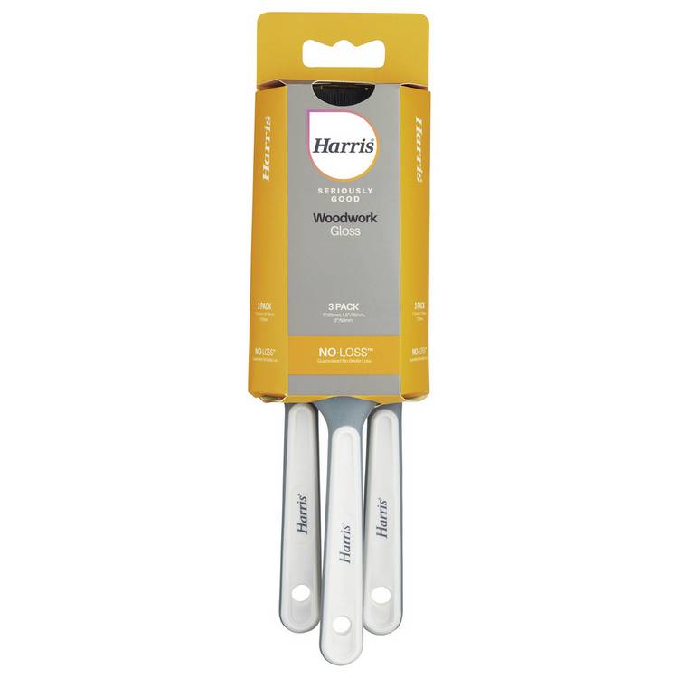 Harris woodwork gloss paint brush set pack of 3 - British product