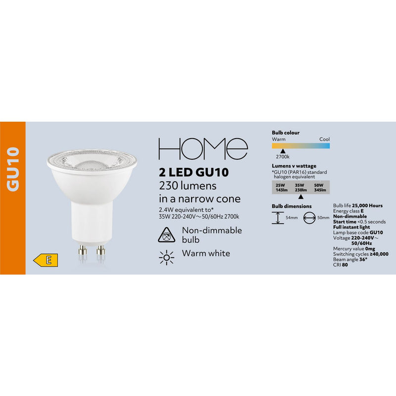 Argos Home LED GU10 light bulb 2 pack (British brand)