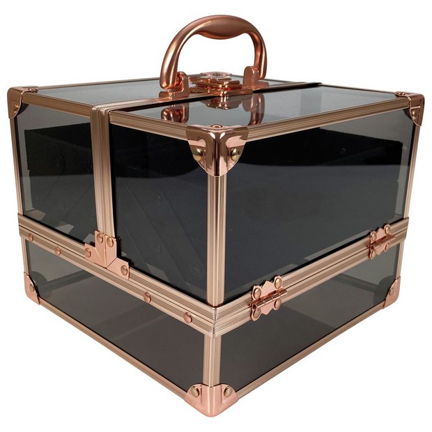 Technic black rose gold vanity case with trays (British brand)