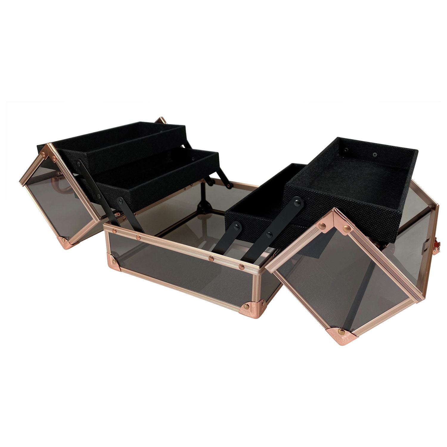 Technic black rose gold vanity case with trays (British brand)
