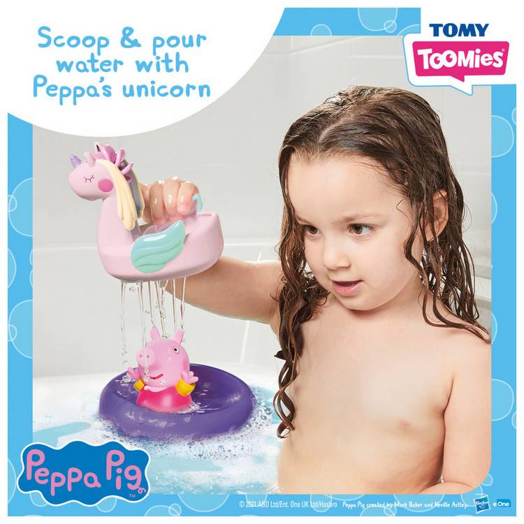 Peppa Pig bath bundle with character squirters and unicorn float, UK version