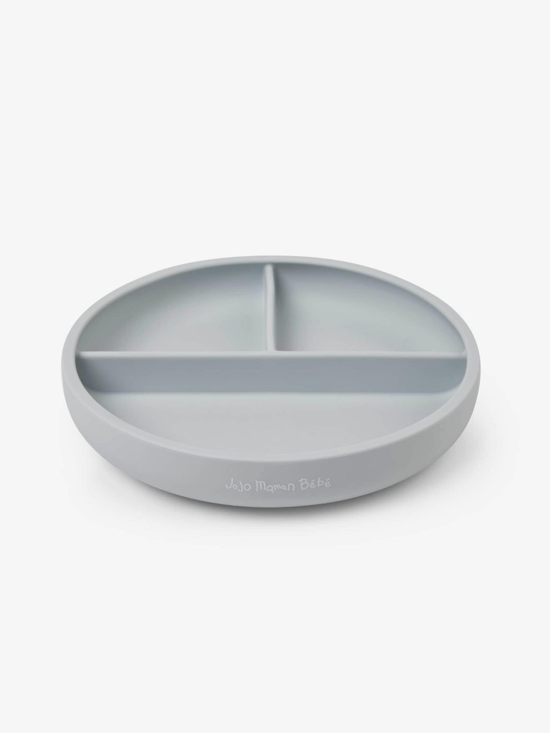 JoJo Maman Bébé grey silicone suction divided plate, UK version