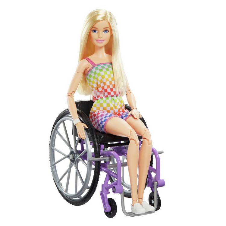 Barbie Fashionista blonde doll with wheelchair and ramp 29cm (British brand)