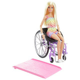 Barbie Fashionista blonde doll with wheelchair and ramp 29cm (British brand)