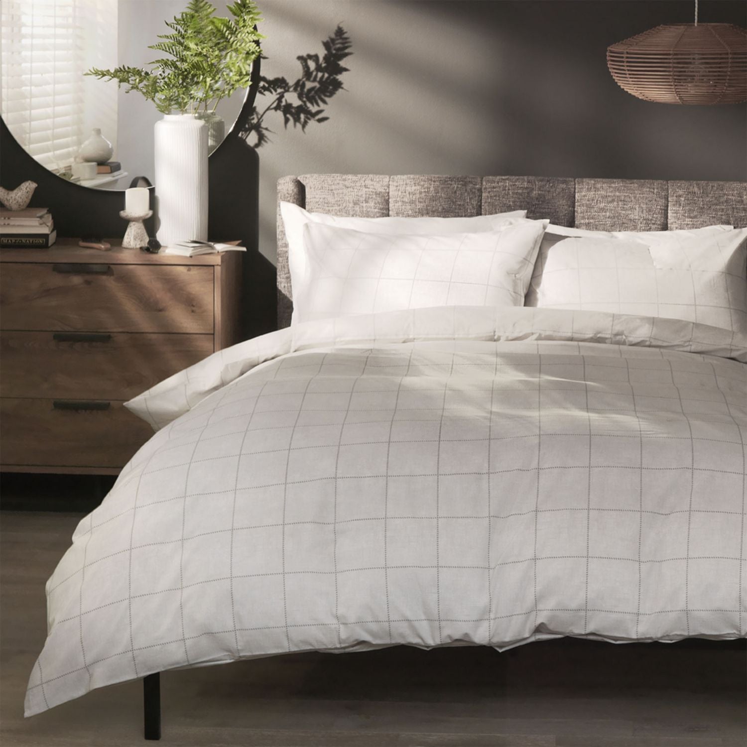 Habitat Country Grid Grey Bedding Set - King size