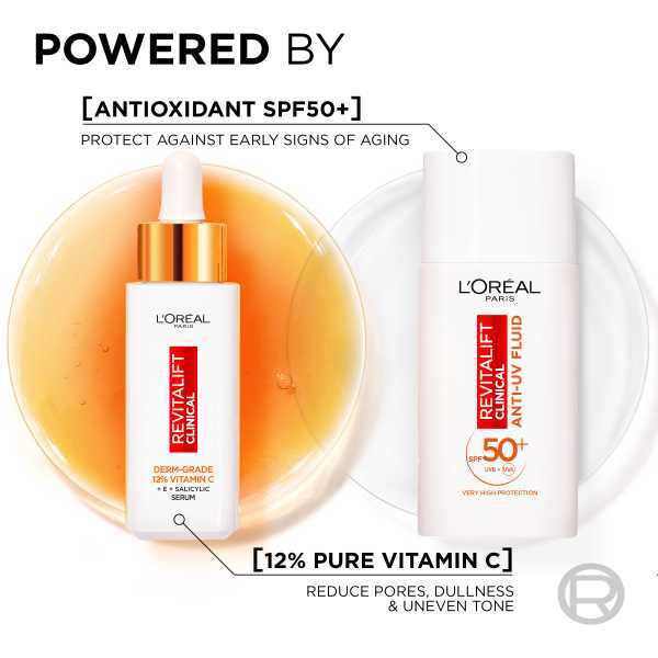 L'Oreal Paris 12% Vitamin C Serum & SPF 50 UV Fluid Duo 50ml GOODS Superdrug   