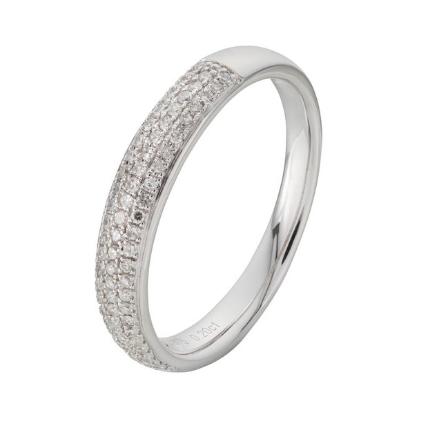 Revere 9ct white gold diamond wedding band ring 0.20ct, UK version