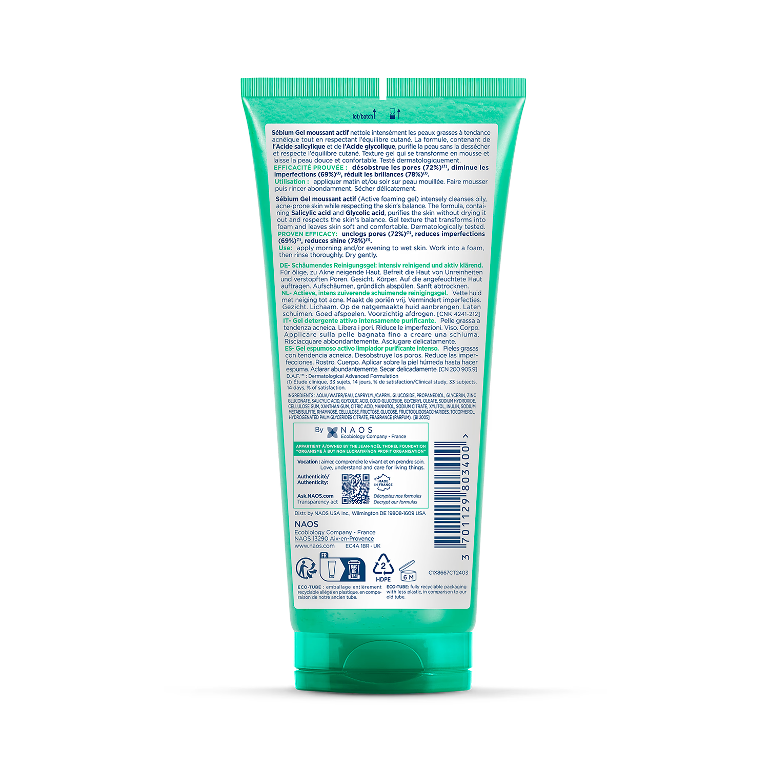Bioderma Sébium Active Foaming Gel face wash 200ml, UK version