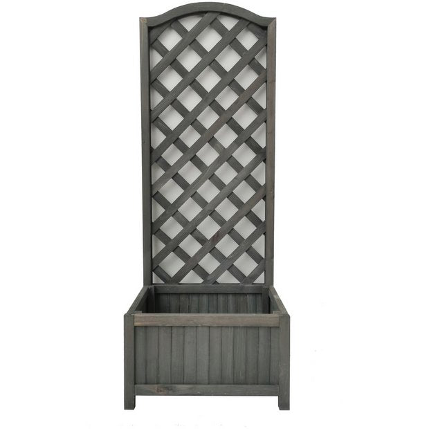 Straight lattice wooden planter grey 120cm, UK version