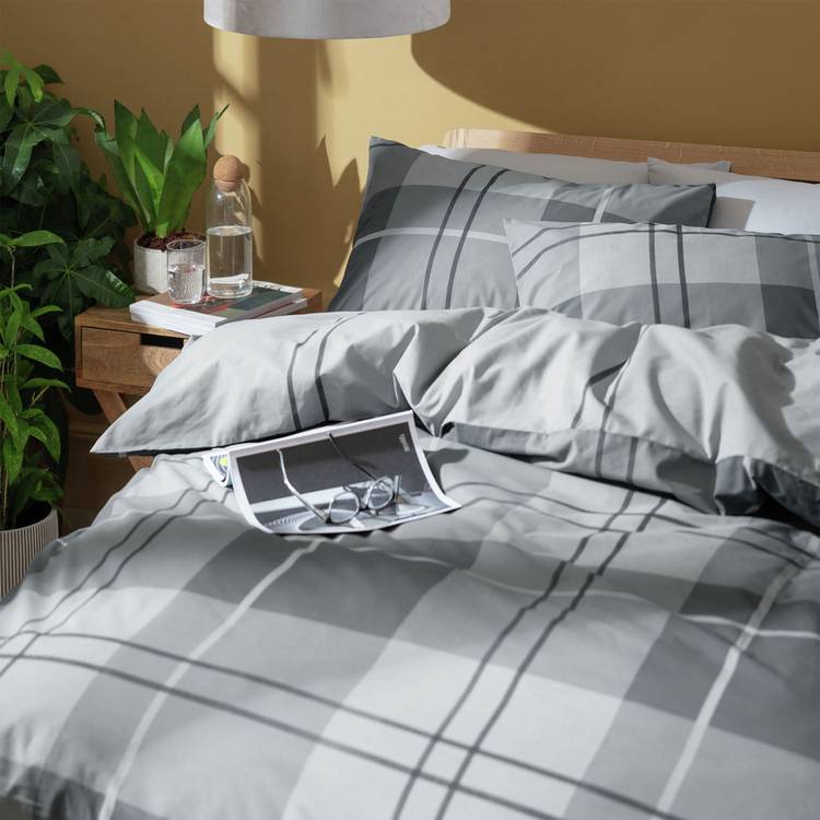 Habitat bedding set charcoal grey check single, UK version