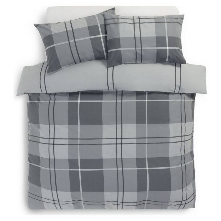 Habitat bedding set charcoal grey check single, UK version