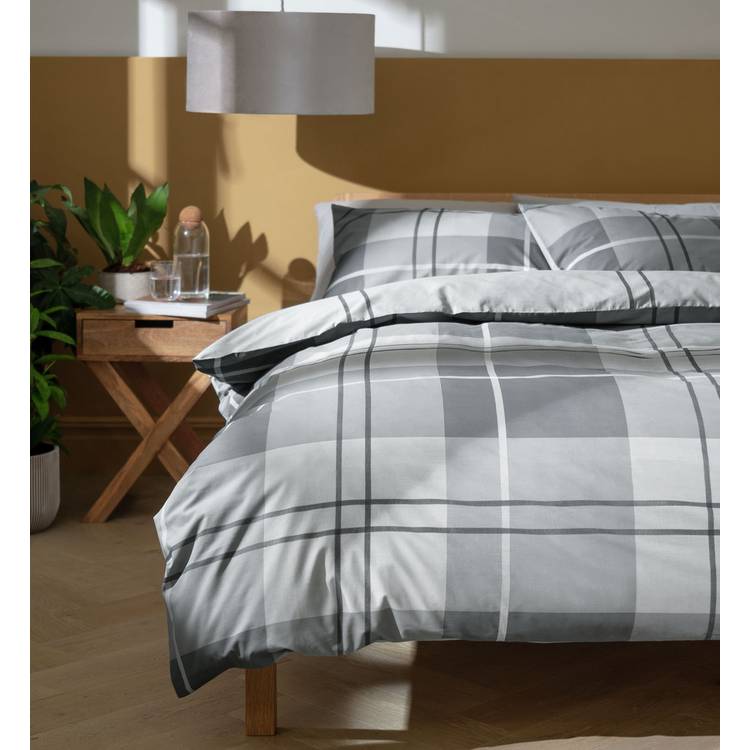 Habitat bedding set charcoal grey check single, UK version