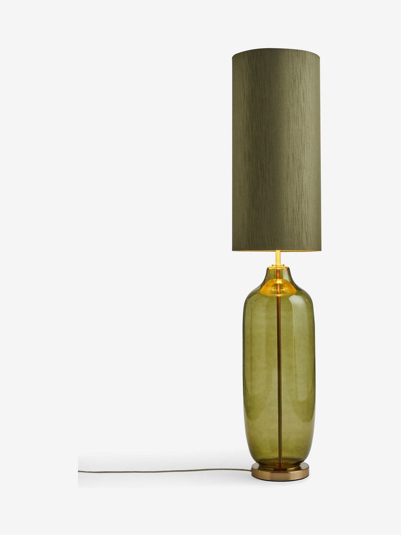 Connor floor lamp green glass base fabric shade, UK version