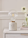 White Terrazzo rechargeable touch wireless table lamp, UK version