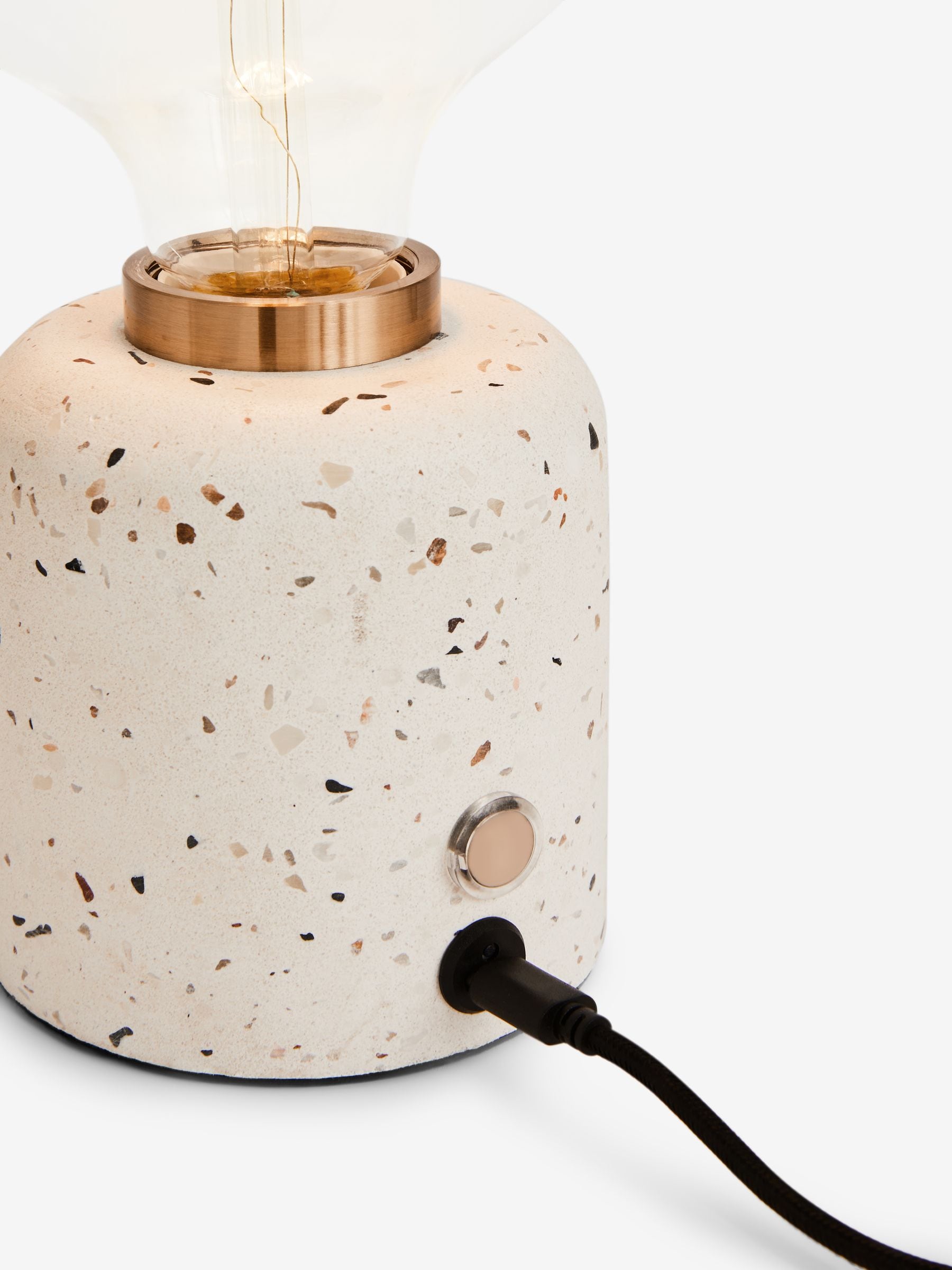 White Terrazzo rechargeable touch wireless table lamp, UK version