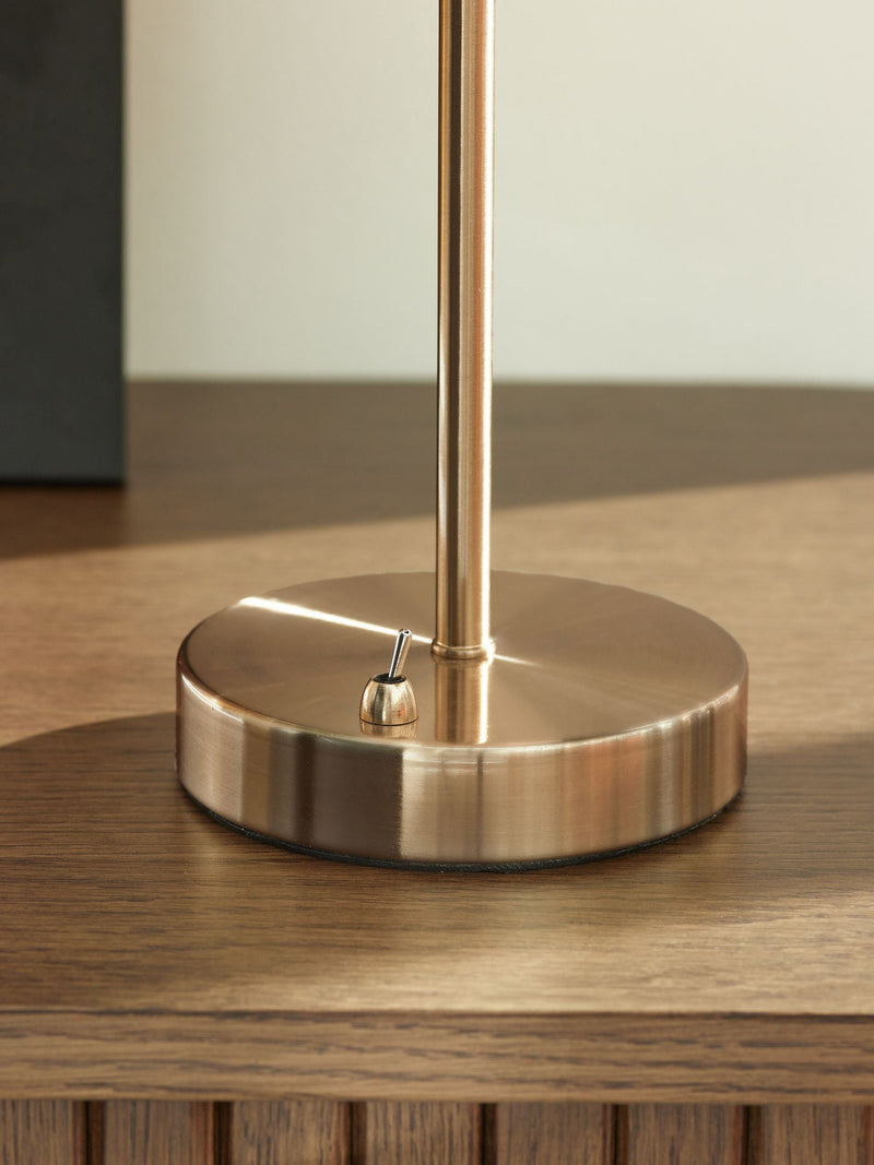 Brass Lambeth table lamp brushed brass opal glass (British brand)