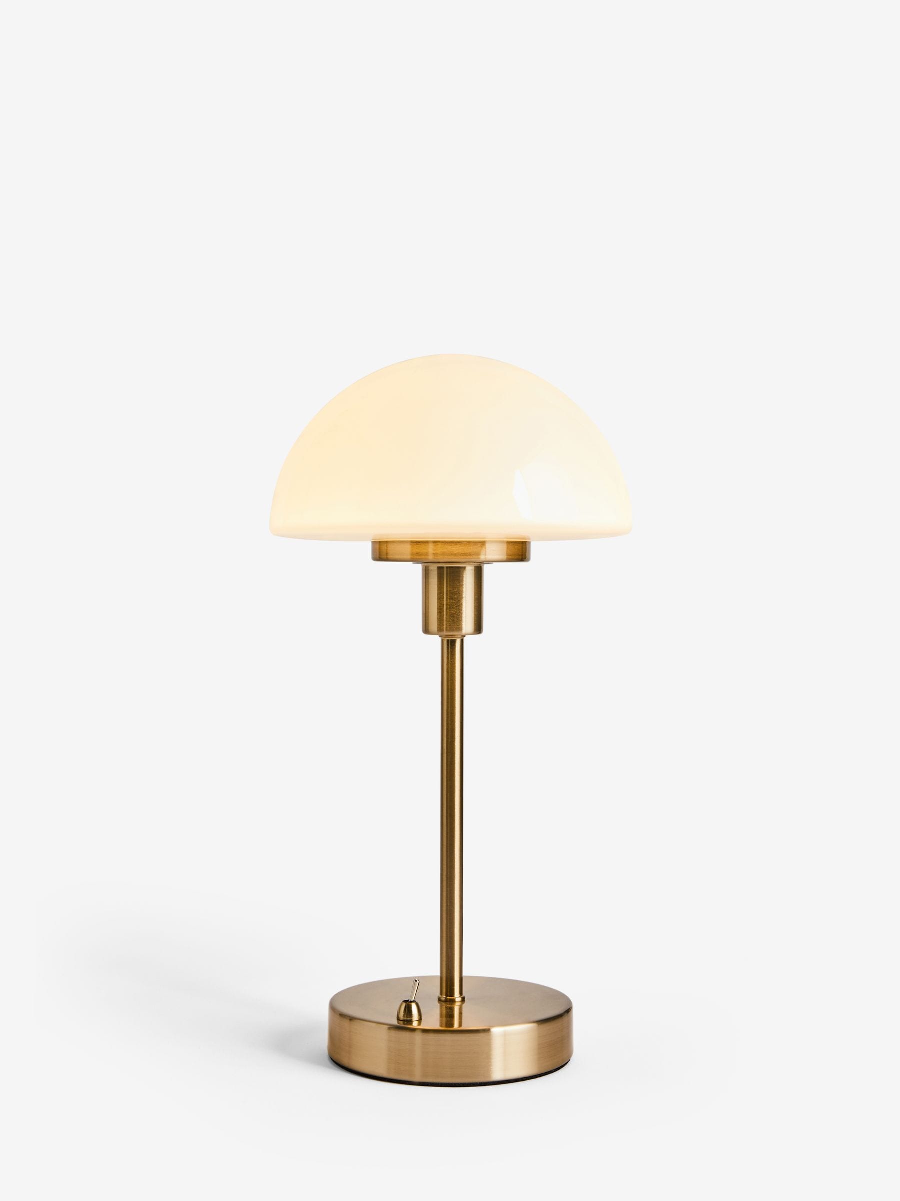 Brass Lambeth table lamp brushed brass opal glass (British brand)