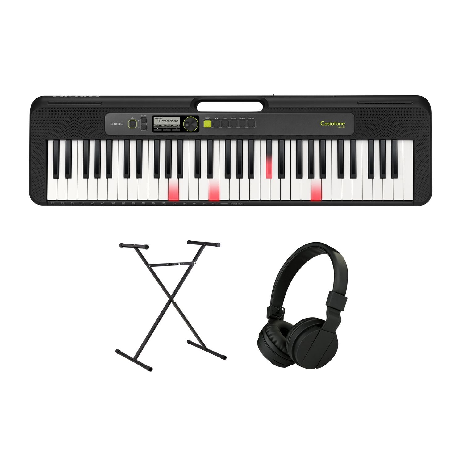 Casio LK-S250AD 61-key keyboard bundle, imported from the UK