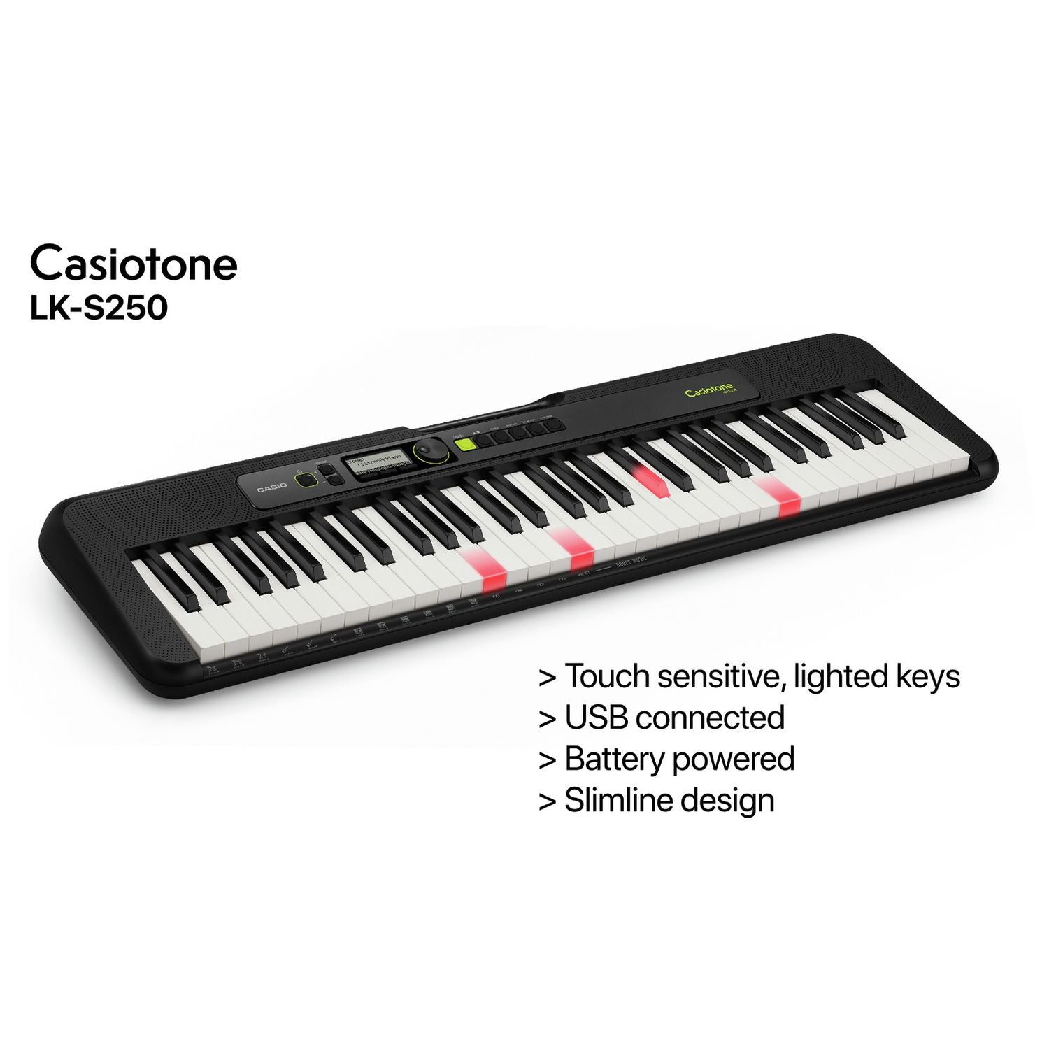 Casio LK-S250AD 61-key keyboard bundle, imported from the UK