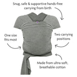 Izmi baby wrap Mid Grey one size, imported from the UK
