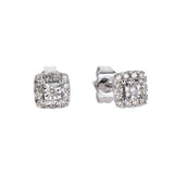 Revere 9ct white gold diamond cluster stud earrings (British brand)