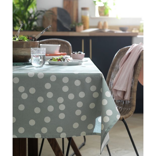 Habitat spot wipe clean tablecloth grey and white - British product