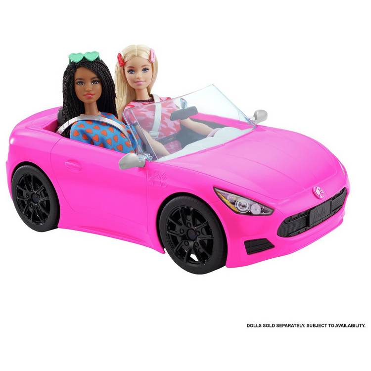 Barbie Pink Convertible 2-Seater Vehicle with Rolling Wheels, imported from the UK