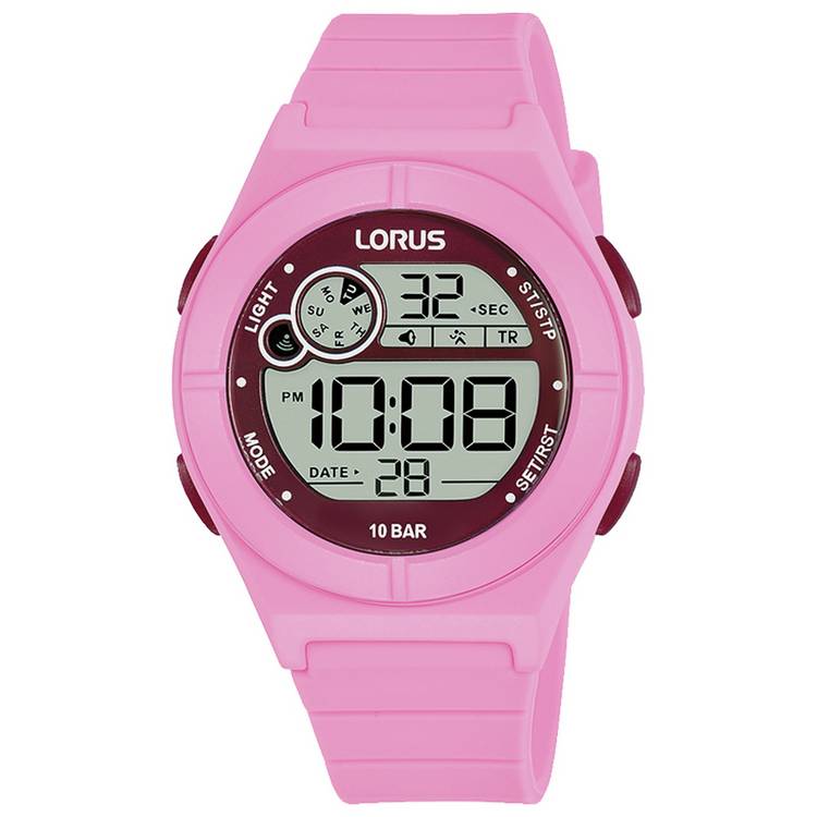 Lorus girls pink silicone strap digital watch - British product