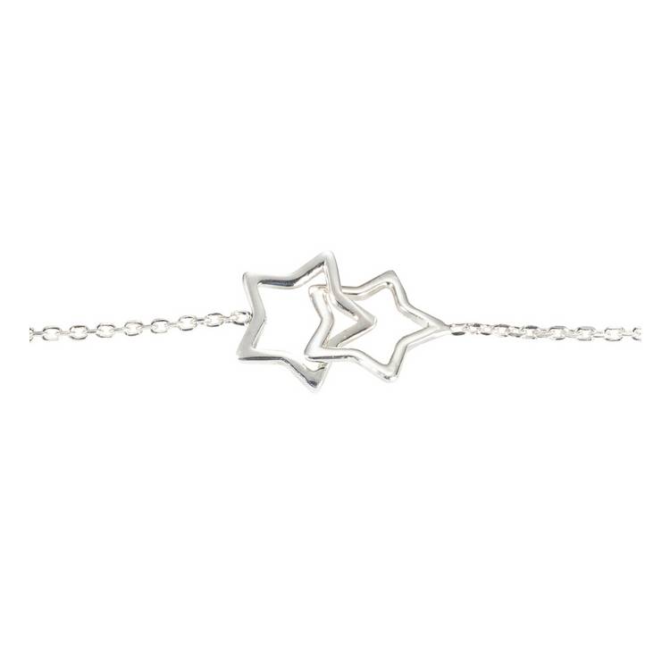 Revere sterling silver double star charm bracelet 20cm, UK version