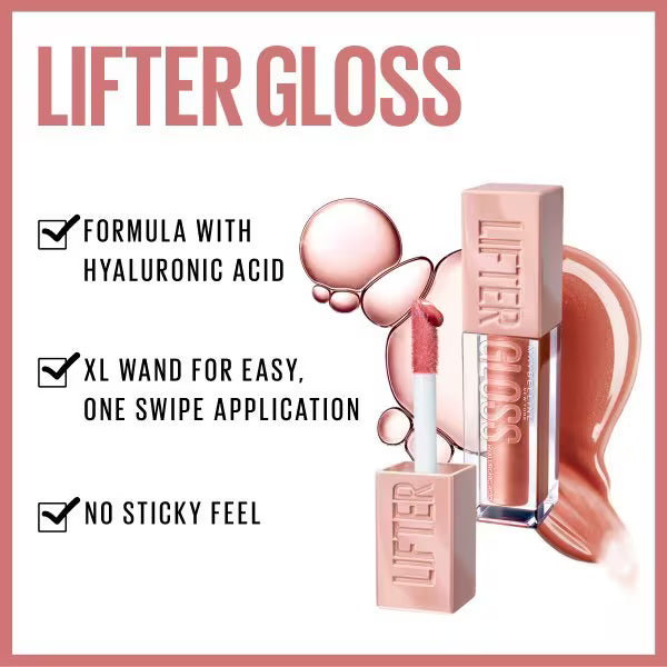 Maybelline Lifter Gloss Hydrating Lip Gloss 007 Amber, imported from the UK