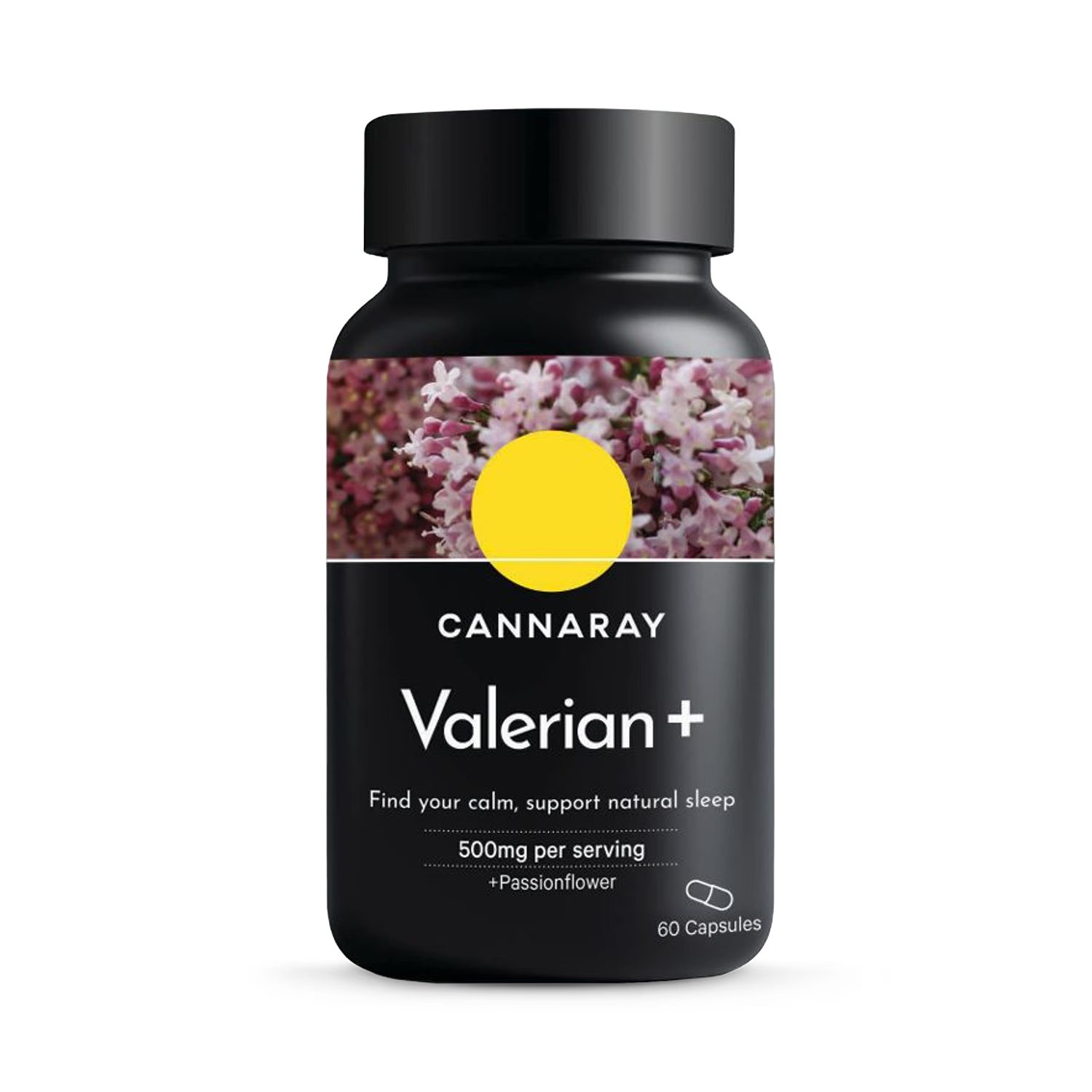 Cannaray Valerian+ Passion Flower 500 mg 60 Capsules