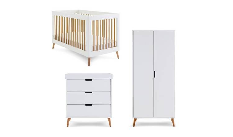 Obaby Maya Cot Bed Nursery Furniture Set - White and Acacia GOODS Argos