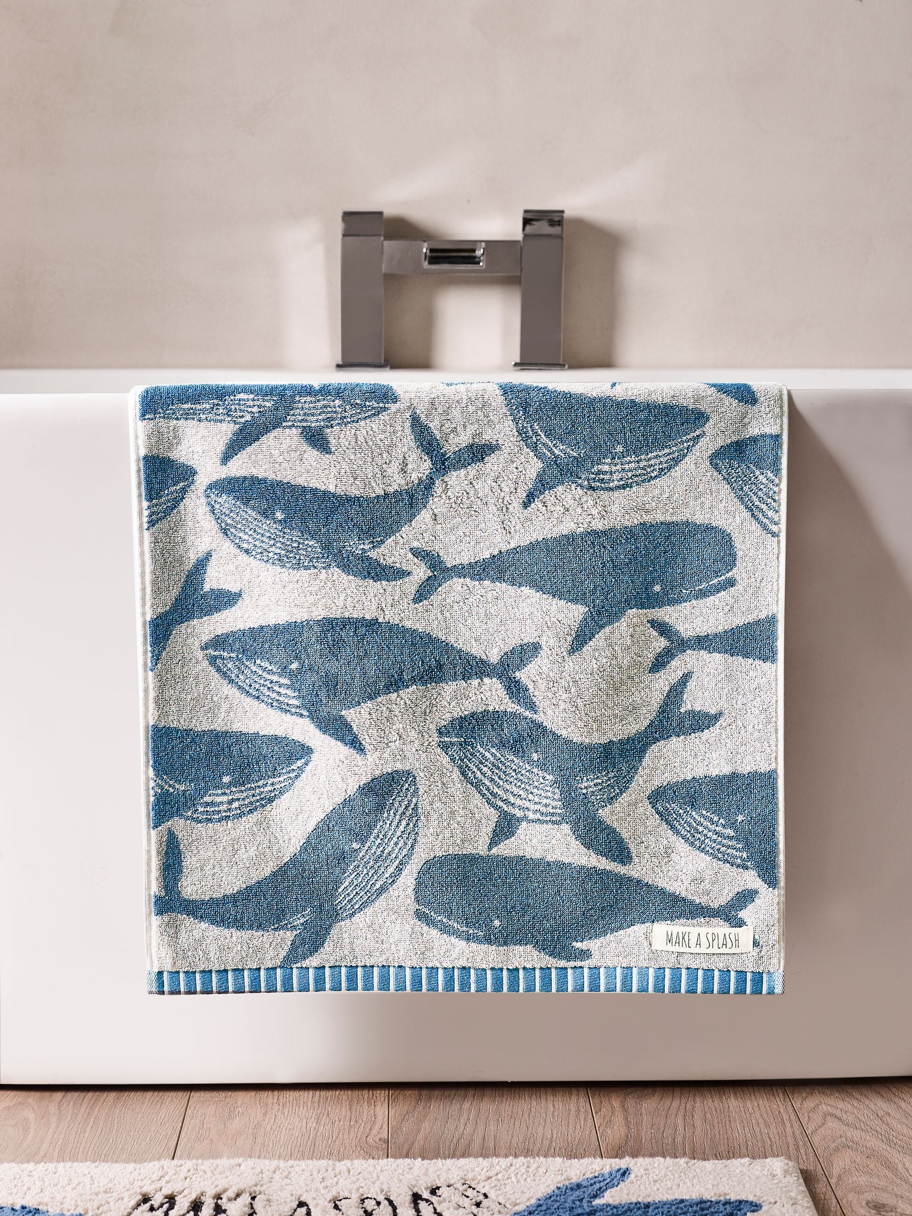 Blue Whale 100% cotton towel, imported from the UK
