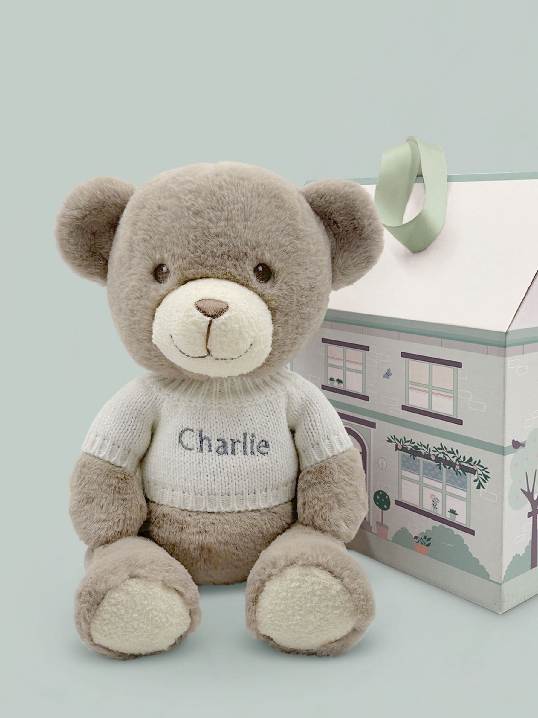 Babyblooms Frankie Bear personalised white soft toy 38cm, UK version