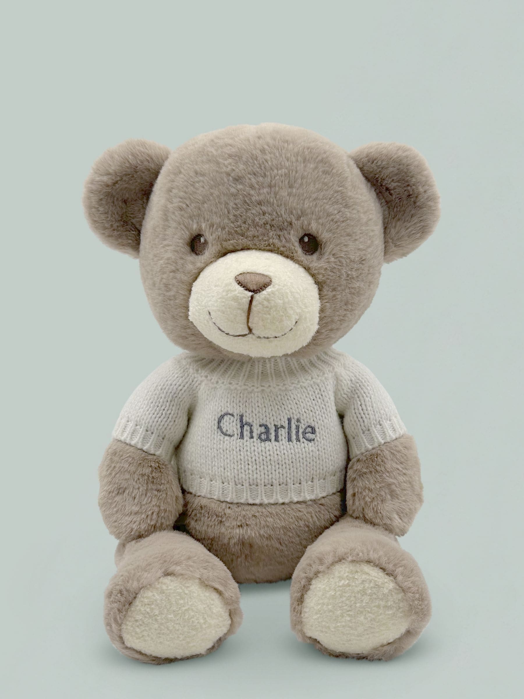 Babyblooms Frankie Bear personalised white soft toy 38cm, UK version