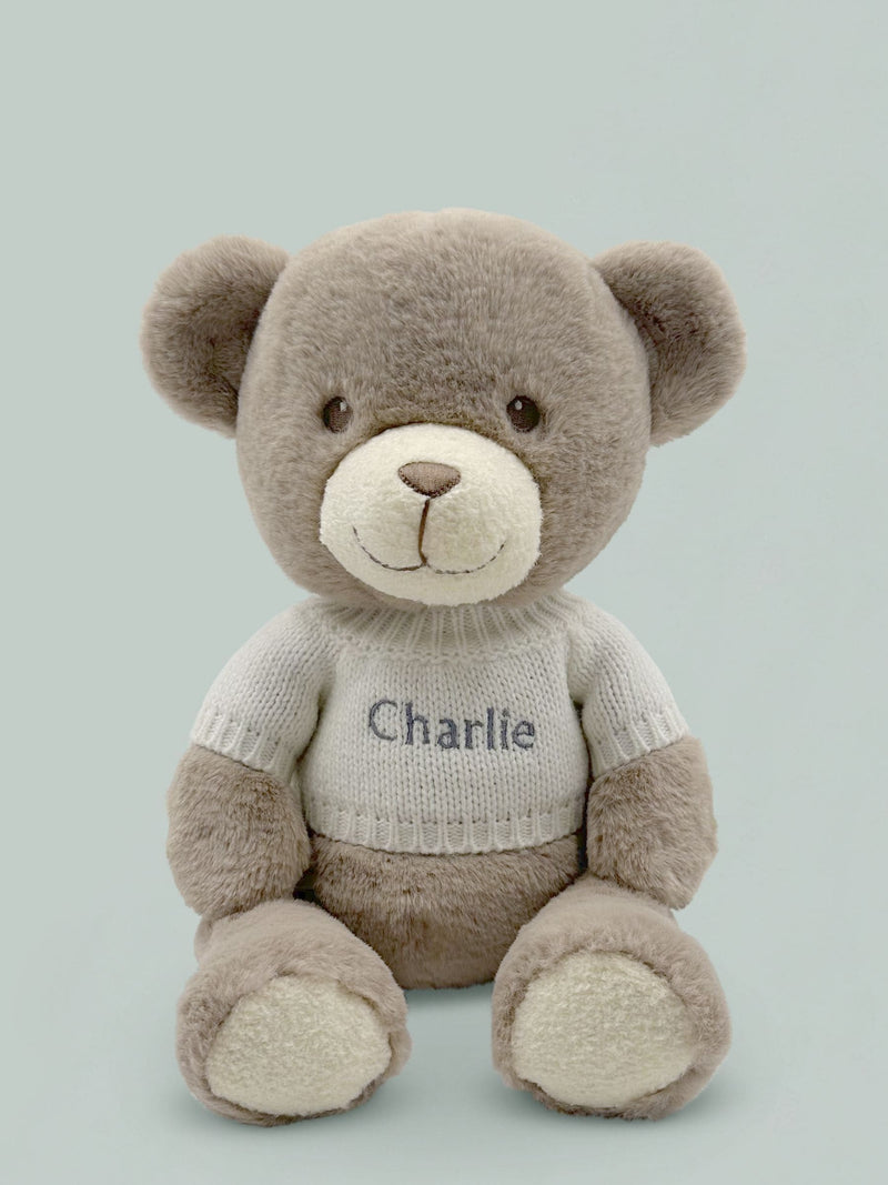 Babyblooms Frankie Bear personalised white soft toy 38cm, UK version