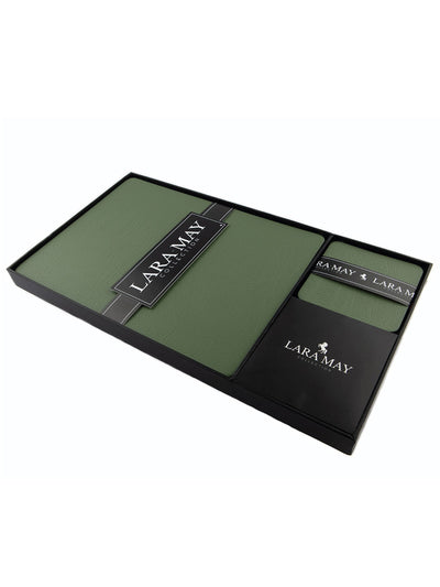 Set de 6 sets de table et sous-verres en cuir vert olive Lara-May