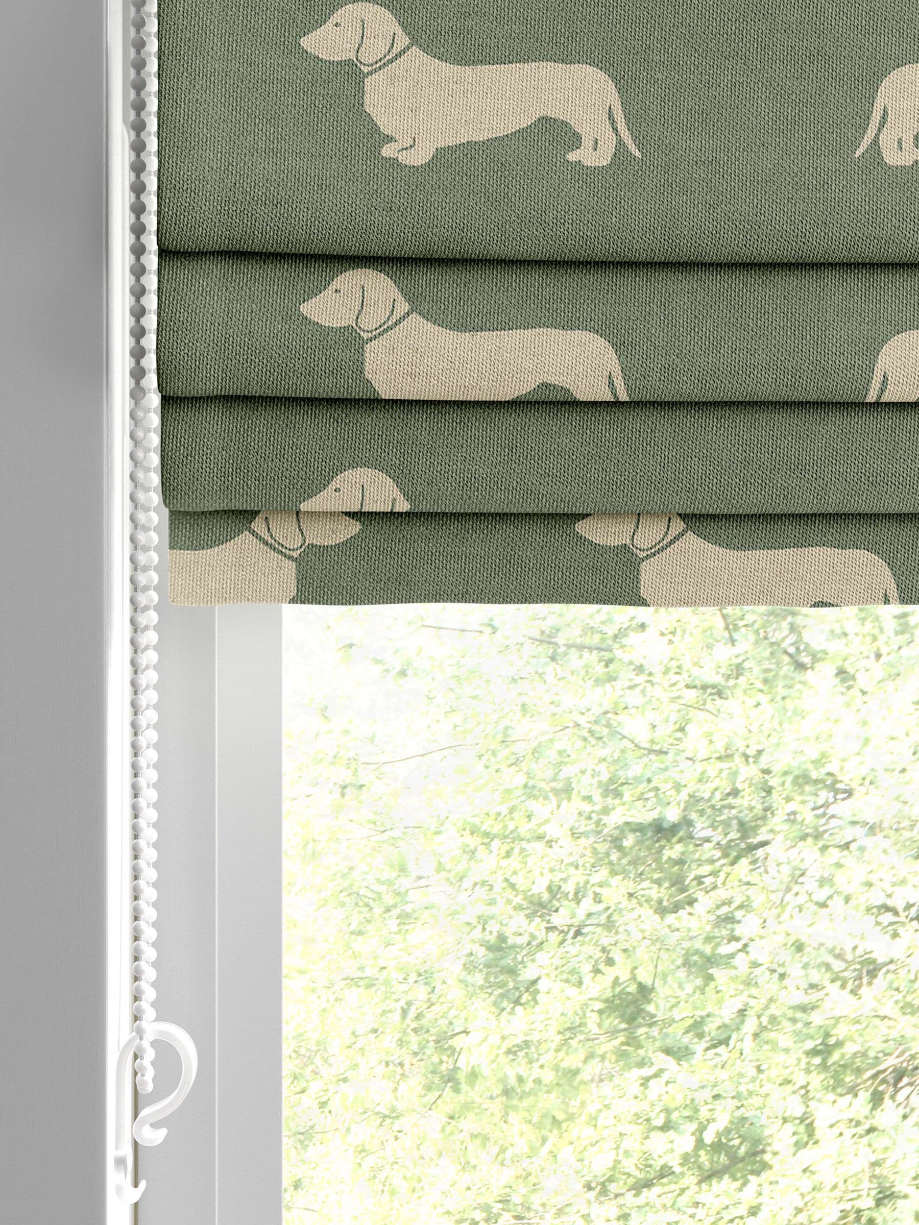 Emily Bond Peggy roman blind fern green 100% cotton - British product