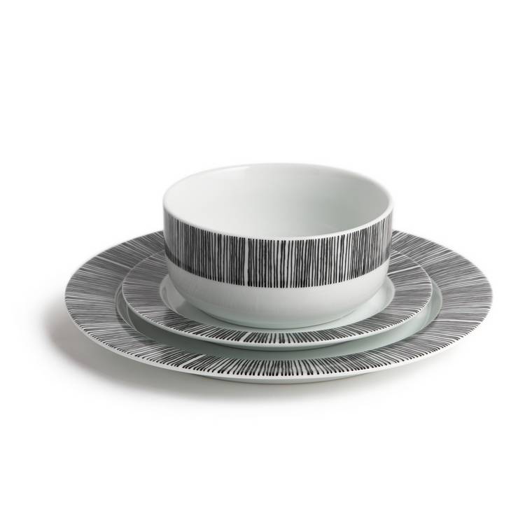 Habitat Black Dash 12 piece dinner set (British brand)
