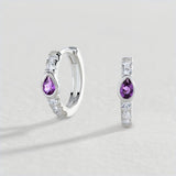 Revere sterling silver cubic zirconia huggie hoop earrings, UK version
