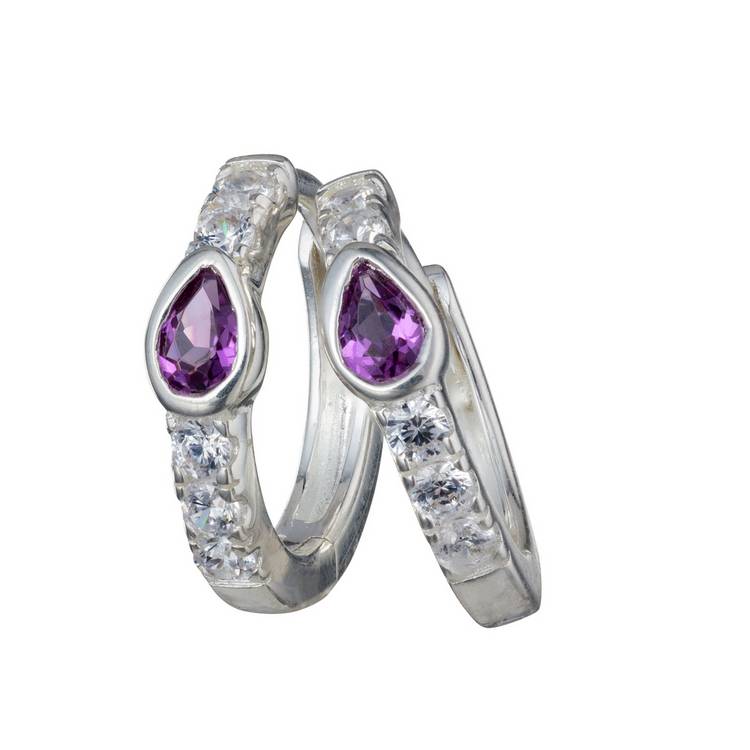 Revere sterling silver cubic zirconia huggie hoop earrings, UK version