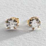 Revere 9ct gold cubic zirconia stud earrings 4mm, UK version