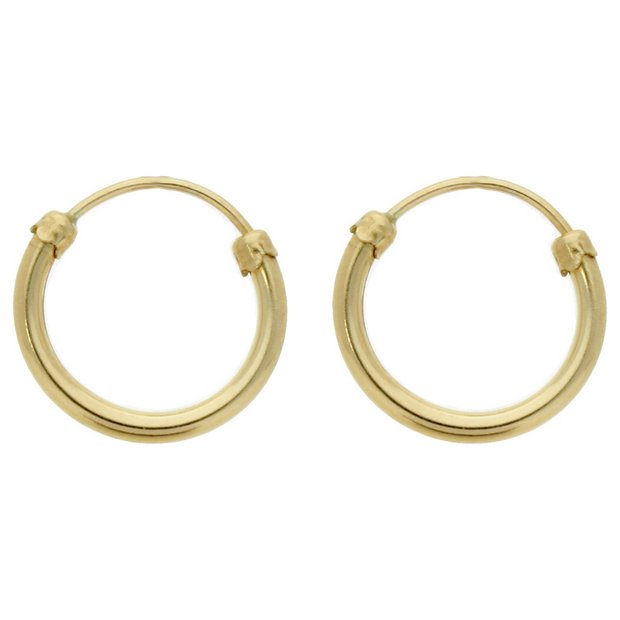 Revere single 9ct yellow gold hoop earring 15mm - British product