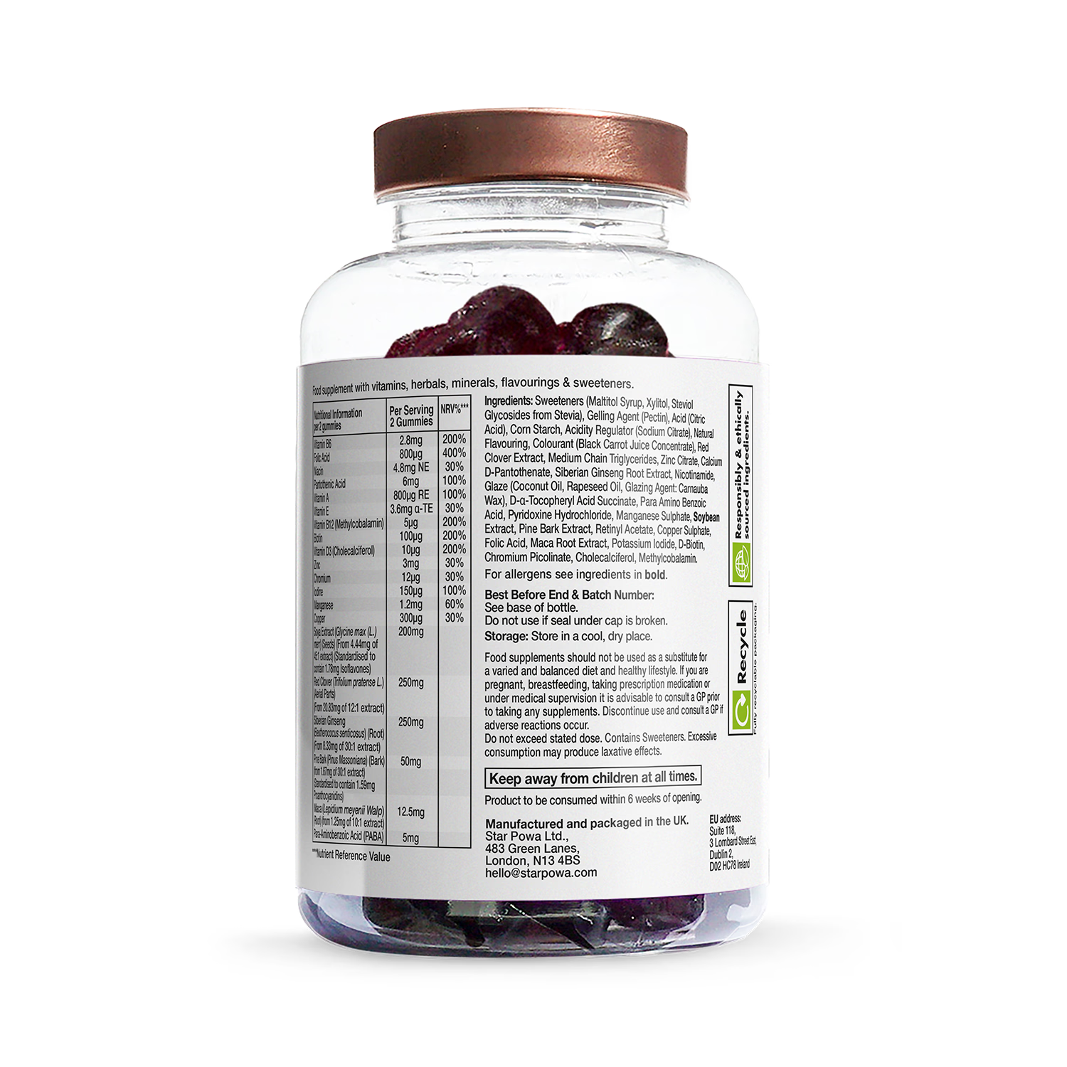 Starpowa perimenopause support gummies blackcurrant 60 count (British brand)