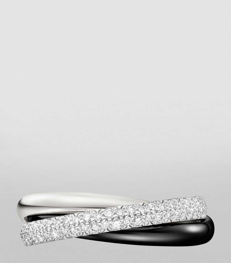 Cartier Trinity ring white gold ceramic diamond, imported from the UK
